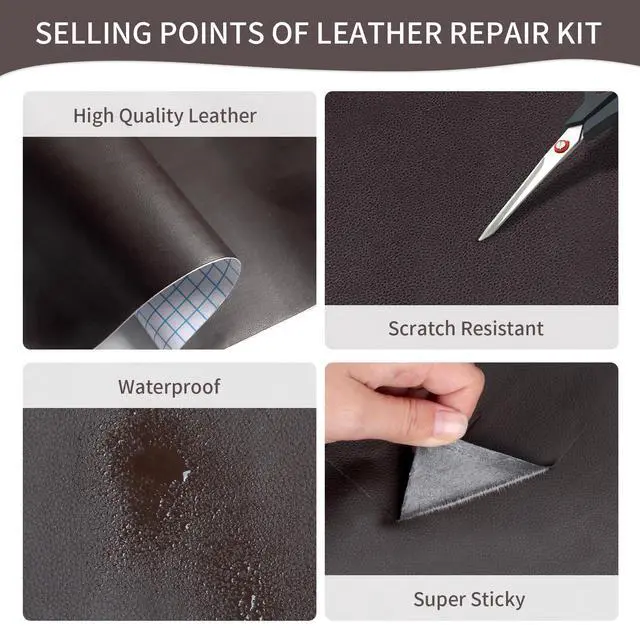 Alt view image 2 of 7 - Leather Repair Tape Self-Adhesive Leather Repair Patch for Couch Furniture Sofas Car Seats Advanced PU Vinyl Leather Repair Kit (Dark Brown, 17X79 inch)