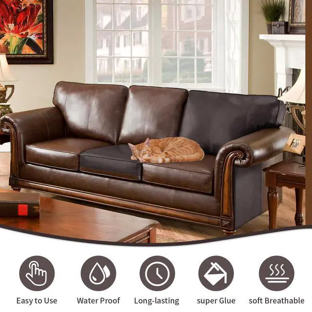 Alt view image 3 of 7 - Leather Repair Tape Self-Adhesive Leather Repair Patch for Couch Furniture Sofas Car Seats Advanced PU Vinyl Leather Repair Kit (Dark Brown, 17X79 inch)