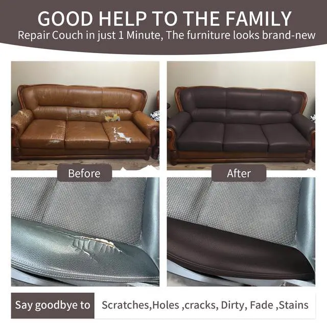 Alt view image 5 of 7 - Leather Repair Tape Self-Adhesive Leather Repair Patch for Couch Furniture Sofas Car Seats Advanced PU Vinyl Leather Repair Kit (Dark Brown, 17X79 inch)