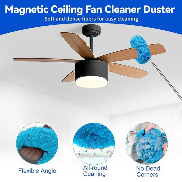 Alt view image 5 of 7 - Dusters for Cleaning, Duster with Extension Pole 7 in 1 Kit, Ceiling Fan Cleaner Duster Cobweb Duster, Long Dusters for High Ceilings, Microfiber Dusters for Ceiling Fan, Blinds and Furniture