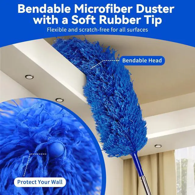 Alt view image 7 of 7 - Dusters for Cleaning, Duster with Extension Pole 7 in 1 Kit, Ceiling Fan Cleaner Duster Cobweb Duster, Long Dusters for High Ceilings, Microfiber Dusters for Ceiling Fan, Blinds and Furniture