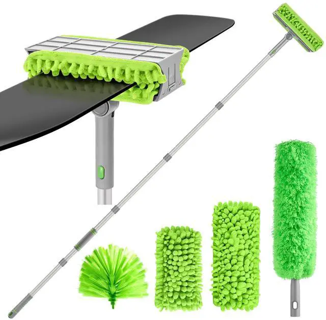 Main image of Ceiling Fan Cleaner Duster with 77" Extension Pole, 4-in-1 Reusable Microfiber & Chenille Fan Blade Cleaner, Bendable Fan Duster for Ceiling Fan Blade Blinds Baseboard Cobweb