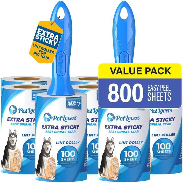 Main image of Extra Sticky Lint Roller Ultimate Value Set 800 Sheets for Pet Hair Removal, Dog and Cat Lint Remover 8 Pack