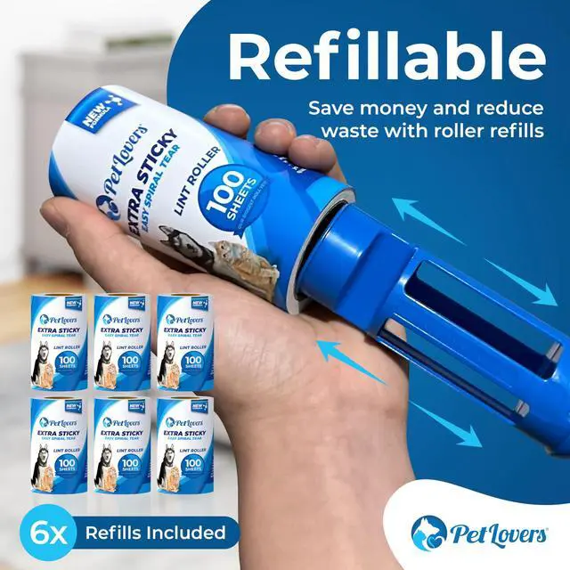 Alt view image 4 of 6 - Extra Sticky Lint Roller Ultimate Value Set 800 Sheets for Pet Hair Removal, Dog and Cat Lint Remover 8 Pack