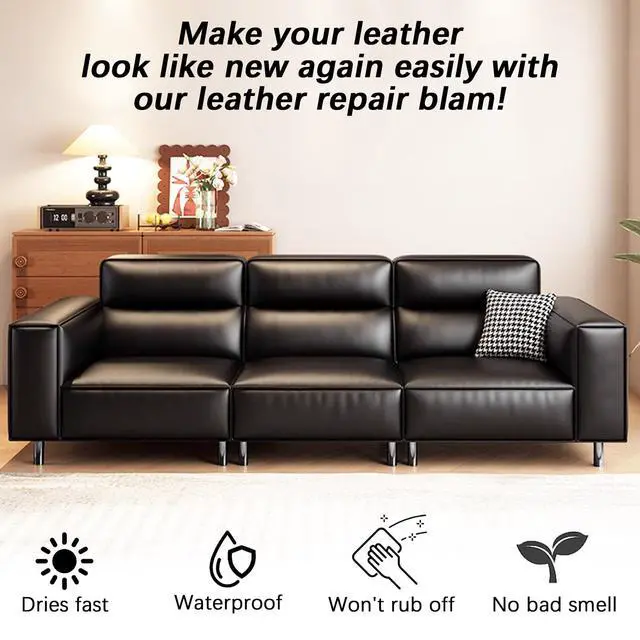Alt view image 7 of 7 - Black Leather Recoloring Balm, Leather Color Restorer Conditioner, Leather Repair Kits for Vinyl Furniture, Sofa, Car Seats, Shoes - Repair Leather Color on Faded & Scratched Leather Couches