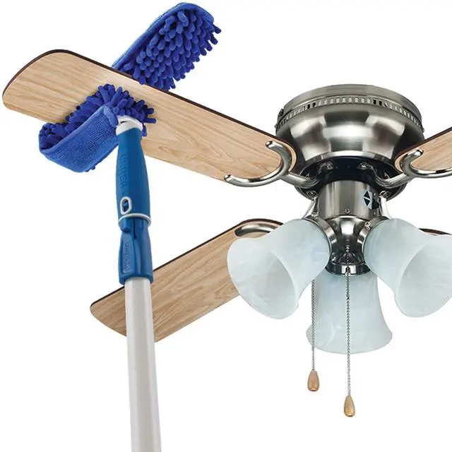 Alt view image 4 of 6 - Connect and Clean Microfiber Ceiling Fan Duster, Household Cleaning Supplies to Trap Dust and Dirt, Reusable and Machine Washable Sleeve, Compatible with Threaded Poles for Higher Access