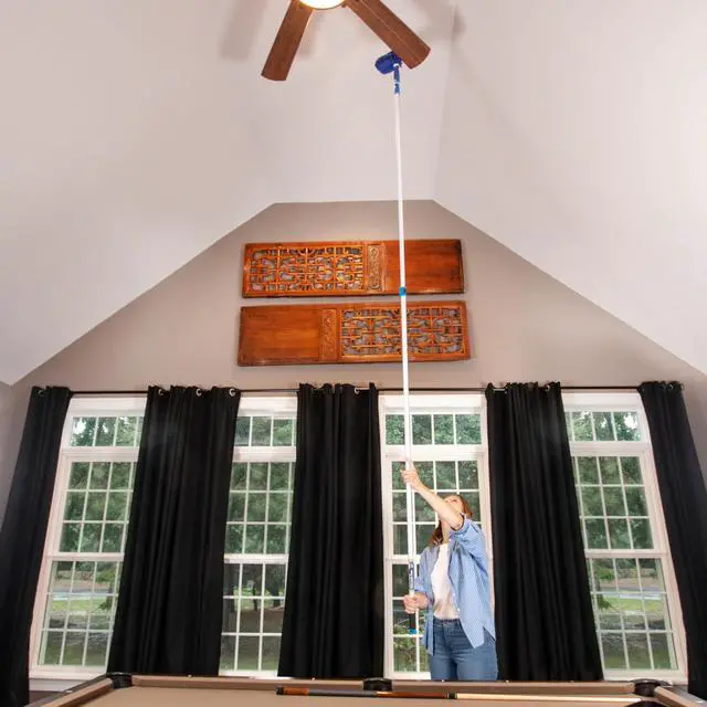 Alt view image 3 of 6 - Connect and Clean Microfiber Ceiling Fan Duster, Household Cleaning Supplies to Trap Dust and Dirt, Reusable and Machine Washable Sleeve, Compatible with Threaded Poles for Higher Access