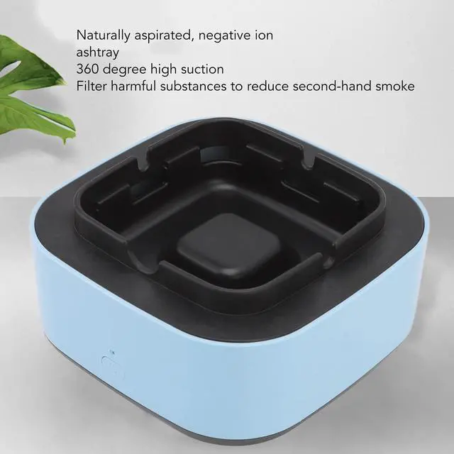 Alt view image 3 of 7 - Smokeless Ashtray, Air Suction Structure One Button Operation ABS Multifunctional Ash Tray Electronic Ashtray Widely Applicable Negative Ion Air Fresher for Business (Blue)