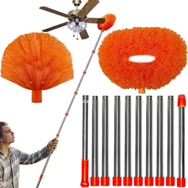 Main image of 20+ Feet High Reach Dusting Kit, Cobweb Duster & Ceiling Fan Duster with 3-14 ft Extension Pole for Cleaning, Microfiber Feather Duster Cleaner for Cleaning Walls Bookshelves Furniture Door Window