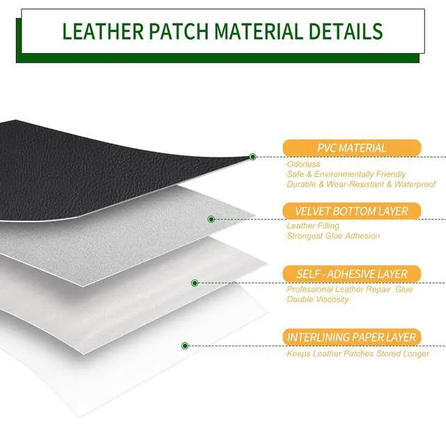 Alt view image 2 of 7 - Leather Repair Patch 17X79 inch Large Self-Adhesive Leather Repair Tape Kit, Reupholster Leather Patches for Furniture Couch Chairs Car Seat (Black, 17x79 inch)