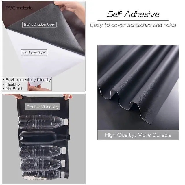 Alt view image 5 of 7 - Leather Repair Patch 17X79 inch Large Self-Adhesive Leather Repair Tape Kit, Reupholster Leather Patches for Furniture Couch Chairs Car Seat (Black, 17x79 inch)