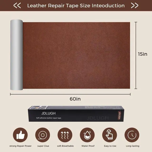 Alt view image 3 of 7 - Leather Repair Patch Tape, Leather Repair kit 15x60 Inch, Brown