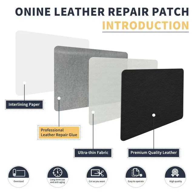 Alt view image 3 of 6 - Leather Repair PatchLeather Repair Tape, 12 x 48 inches Leather Repair Patch for Furniture,Vinyl Repair KitLeather Couch Patchfor Sofas, Furniture, Car Seats, Office Chairs(Black)