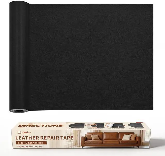 Main image of Leather Repair PatchLeather Repair Tape, 12 x 48 inches Leather Repair Patch for Furniture,Vinyl Repair KitLeather Couch Patchfor Sofas, Furniture, Car Seats, Office Chairs(Black)