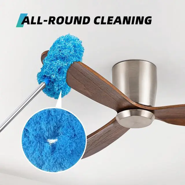 Alt view image 2 of 6 - Ceiling Fan Cleaner Duster, 2 Pack Reusable Microfiber Duster with Extension Pole, 13 to 48 Inch Fan Blade Cleaner, Removable Dusters for Cleaning Walls Bookshelves Door Window Top (Blue)
