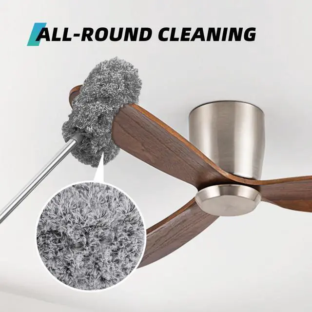 Alt view image 3 of 7 - Ceiling Fan Cleaner Duster, 2 Pack Reusable Microfiber Duster with Extension Pole, 13 to 48 Inch Fan Blade Cleaner, Removable Dusters for Cleaning Walls Bookshelves Door Window Top (Grey)