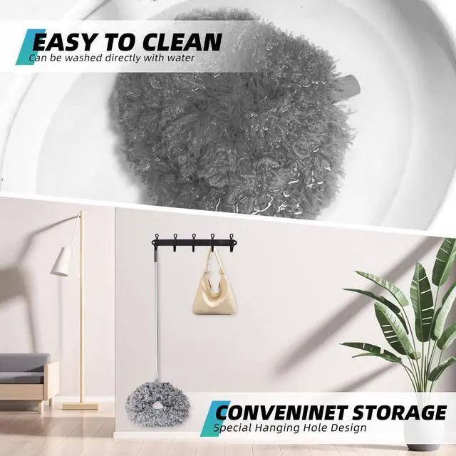 Alt view image 5 of 7 - Ceiling Fan Cleaner Duster, 2 Pack Reusable Microfiber Duster with Extension Pole, 13 to 48 Inch Fan Blade Cleaner, Removable Dusters for Cleaning Walls Bookshelves Door Window Top (Grey)
