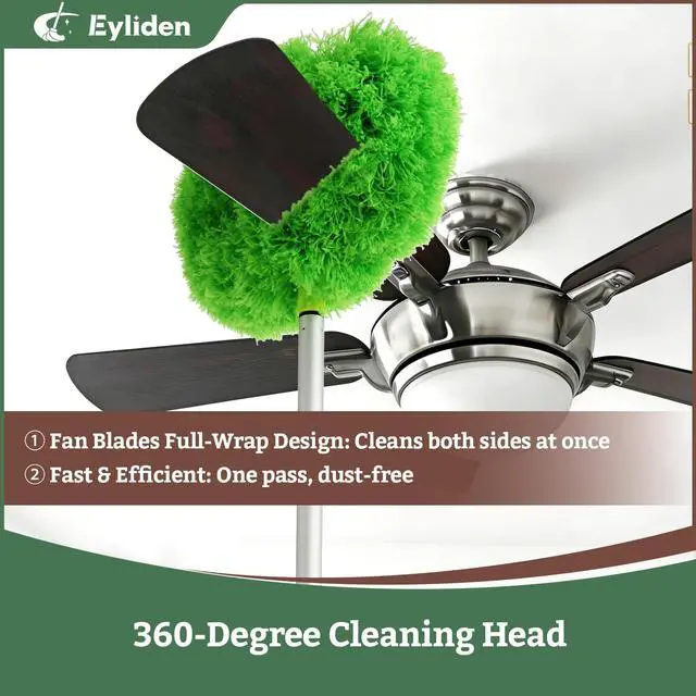 Alt view image 3 of 7 - 68" Adjustable Ceiling Fan Duster - 360° Dual-Sided Microfiber