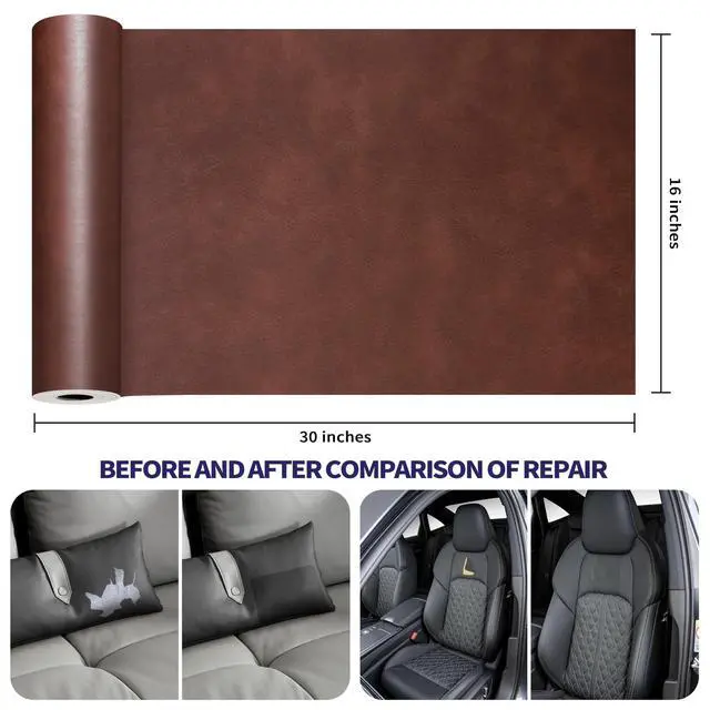 Alt view image 3 of 7 - Leather Repair Patch Tape Kit, Self Adhesive Leather Repair for Furniture, Couch, Sofa, Car Seats,Office Chair,Vinyl Repair Kit.30inx16in