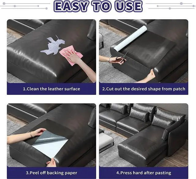 Alt view image 5 of 7 - Leather Repair Patch Tape Kit, Self-Adhesive Leather & Vinyl Repair for Furniture, Couch, Sofa, Car Seats, Office Chair - 30inx16in