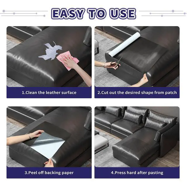 Alt view image 5 of 7 - Leather Repair Patch Tape Kit, Self Adhesive Leather Repair for Furniture, Couch, Sofa, Car Seats,Office Chair,Vinyl Repair Kit.30inx16in