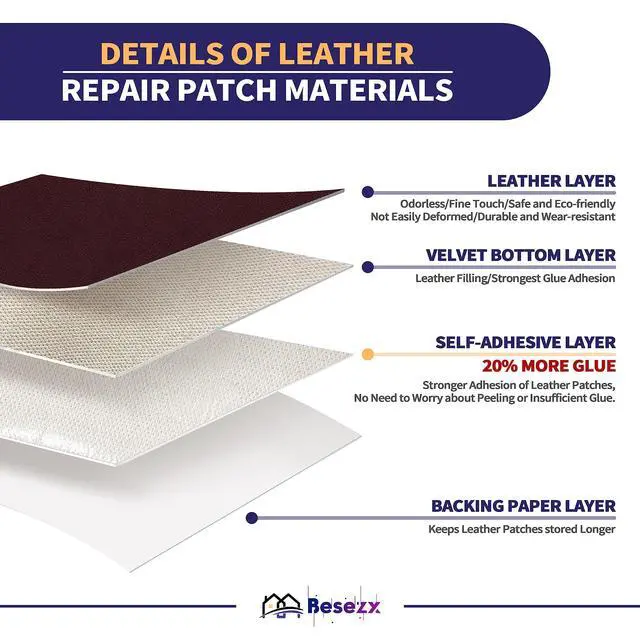 Alt view image 2 of 7 - Leather Repair Patch Tape Kit, Self-Adhesive Leather & Vinyl Repair for Furniture, Couch, Sofa, Car Seats, Office Chair - 30inx16in
