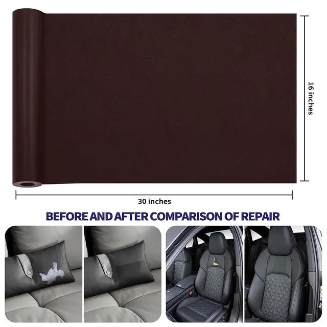 Alt view image 3 of 7 - Leather Repair Patch Tape Kit, Self-Adhesive Leather & Vinyl Repair for Furniture, Couch, Sofa, Car Seats, Office Chair - 30inx16in