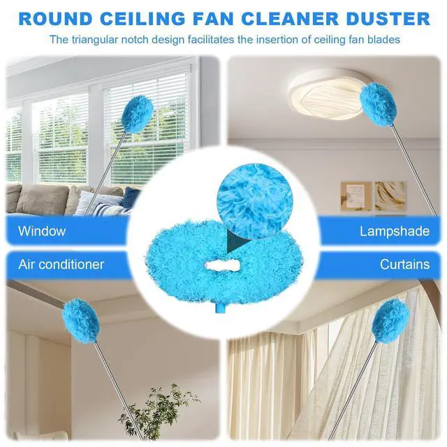 Alt view image 5 of 7 - Ceiling Fan Cleaner Duster - Adjustable Duster with Extension Pole,Dusters for Cleaning Fan Blade, Walls and Cobweb (Blue)