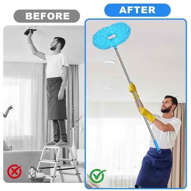 Alt view image 7 of 7 - Ceiling Fan Cleaner Duster - Adjustable Duster with Extension Pole,Dusters for Cleaning Fan Blade, Walls and Cobweb (Blue)
