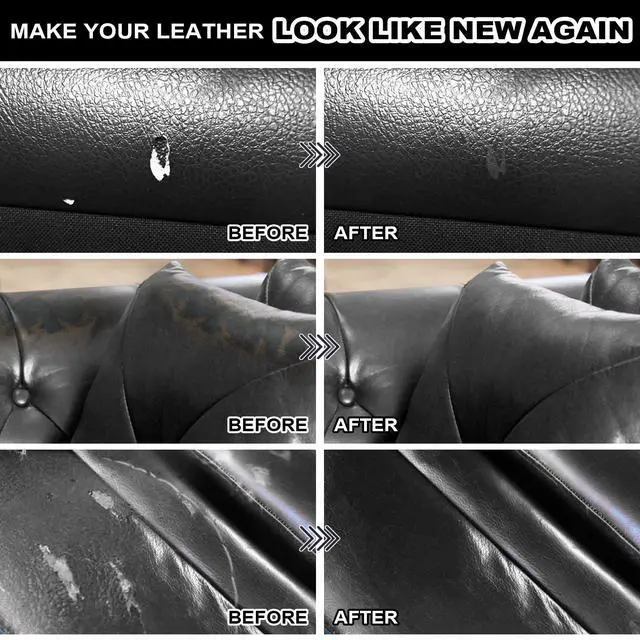 Alt view image 6 of 7 - Black Leather Repair Kit, Vinyl Repair kit for Car Interiors, Furniture, Couches, Car Seat, Sofa, Jacket and Purse, Restores Faux, Artificial, Genuine Pleather
