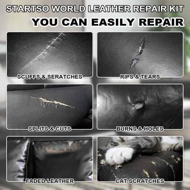 Alt view image 5 of 7 - Black Leather Repair Kit, Vinyl Repair kit for Car Interiors, Furniture, Couches, Car Seat, Sofa, Jacket and Purse, Restores Faux, Artificial, Genuine Pleather
