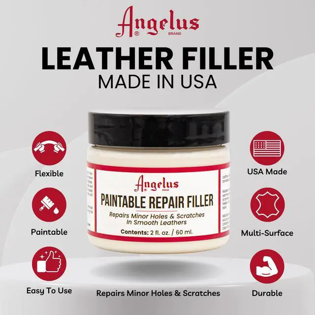 Alt view image 2 of 5 - Leather Filler for Filling or Repairing Holes, Tears, Cracks, Scratches, for Leather Car Seats, Furniture, Shoes - Flexible | Made in USA - 2 fl oz