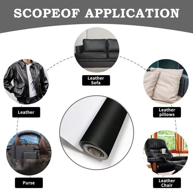 Alt view image 3 of 7 - Leather Repair Tape Self-Adhesive Leather Repair Patch for Couch Furniture Sofas Car Seats Advanced PU Vinyl Leather Repair Kit (Black, 3.9X79 inch)