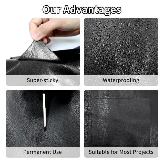 Alt view image 4 of 7 - Leather Repair Tape Self-Adhesive Leather Repair Patch for Couch Furniture Sofas Car Seats Advanced PU Vinyl Leather Repair Kit (Black, 3.9X79 inch)
