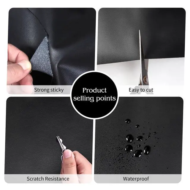 Alt view image 5 of 7 - Leather Repair Tape Self-Adhesive Leather Repair Patch for Couch Furniture Sofas Car Seats Advanced PU Vinyl Leather Repair Kit (Black, 3.9X79 inch)