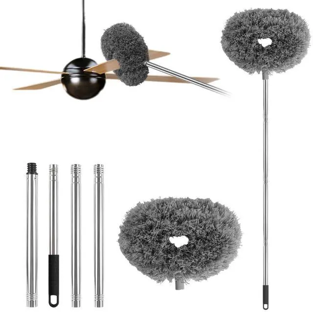 Main image of Ceiling Fan Cleaner Duster Reusable Microfiber Ceiling Fan Blade Cleaner Removable Duster with Extension Pole Adjusts 13 to 49.7 Inch for Cleaning Walls Bookshelves Furniture Door Window Top (Gray)