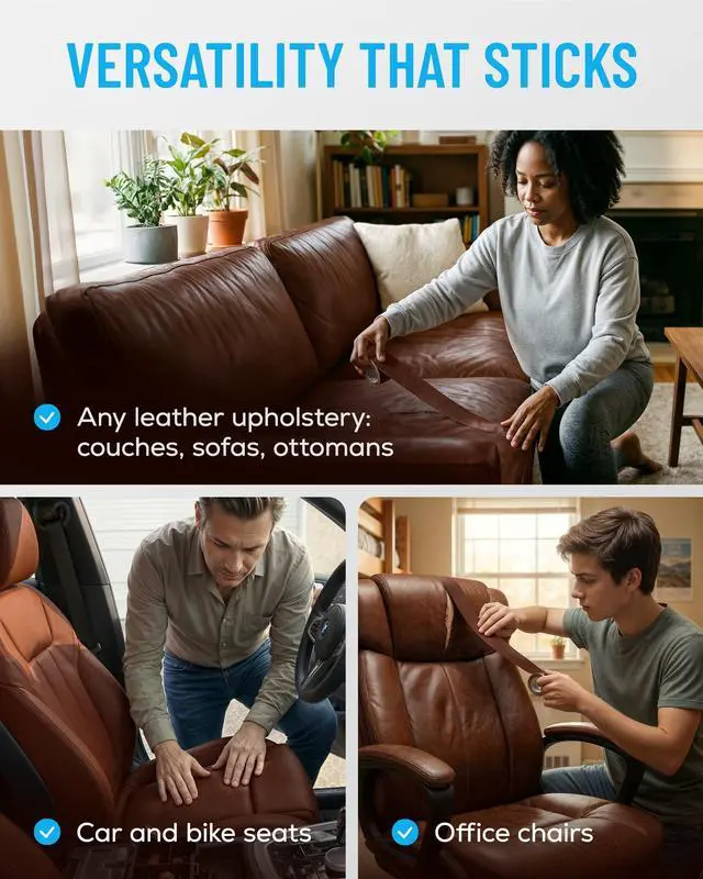 Alt view image 7 of 7 - Brown Leather Repair Tape, 2.25" x 15' for Furniture