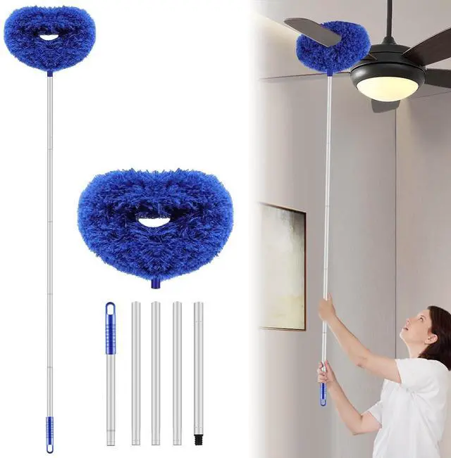 Main image of Max 66'' Ceiling Fan Cleaner Duster Reusable Microfiber Ceiling Fan Blade Cleaner Removable Duster with Extension Pole for Cleaning Walls Bookshelves Furniture Door Window Top, Jewel Blue, 1 Pack