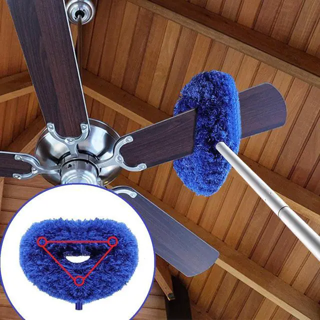 Alt view image 6 of 6 - Max 66'' Ceiling Fan Cleaner Duster Reusable Microfiber Ceiling Fan Blade Cleaner Removable Duster with Extension Pole for Cleaning Walls Bookshelves Furniture Door Window Top, Jewel Blue, 1 Pack