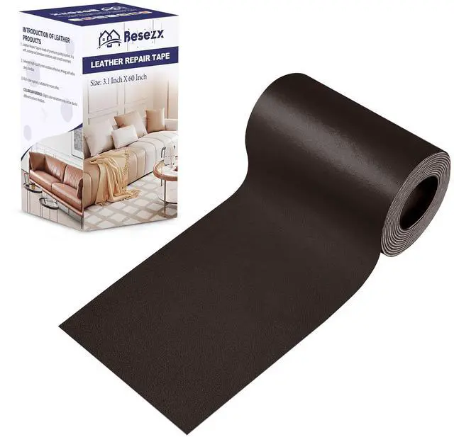 Main image of Leather Repair Patch Tape Kit, Self Adhesive Leather Repair for Furniture, Couch, Sofa, Car Seats,Office Chair,Vinyl Repair Kit.3.1inx60in