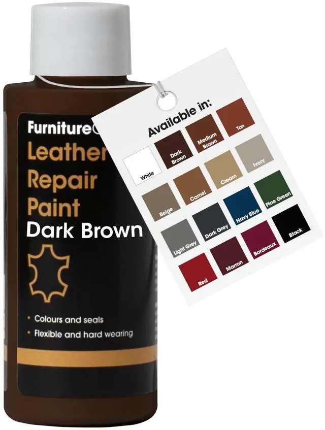 Main image of Leather Repair Paint | 2-in-1 Seal and Color | Use on Scratches, Tears, and Holes in Car Seats, Furniture | Quick and Easy Leather Repair Kit for Furniture (Dark Brown, 50ml / 1.7oz)