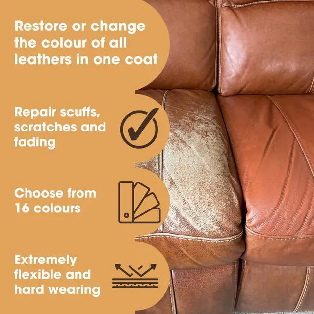 Alt view image 2 of 7 - Leather Repair Paint | 2-in-1 Seal and Color | Use on Scratches, Tears, and Holes in Car Seats, Furniture | Quick and Easy Leather Repair Kit for Furniture (Dark Brown, 50ml / 1.7oz)