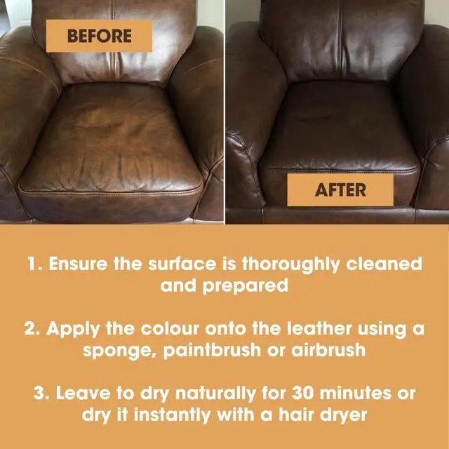 Alt view image 6 of 7 - Leather Repair Paint | 2-in-1 Seal and Color | Use on Scratches, Tears, and Holes in Car Seats, Furniture | Quick and Easy Leather Repair Kit for Furniture (Dark Brown, 50ml / 1.7oz)