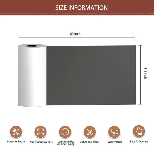 Alt view image 2 of 7 - Leather Repair Patch Tape Kit, Self Adhesive Leather Repair for Furniture, Couch, Sofa, Car Seats,Office Chair,Vinyl Repair Kit.3.1inx60in
