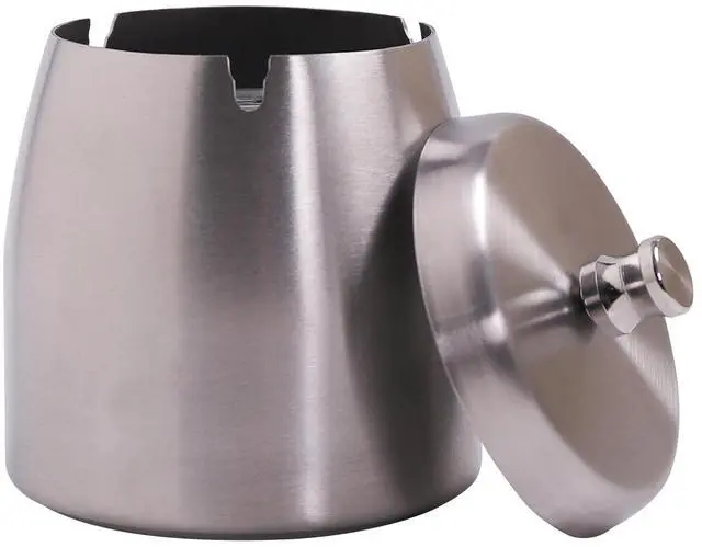 Main image of Ashtray with Lid for Cigarette, Stainless Steel Smokeless Odorless Windproof Ashtrays for Home Office Tabletop Outside Patio Outdoor Balcony(3.54"x3.0"x3.38")