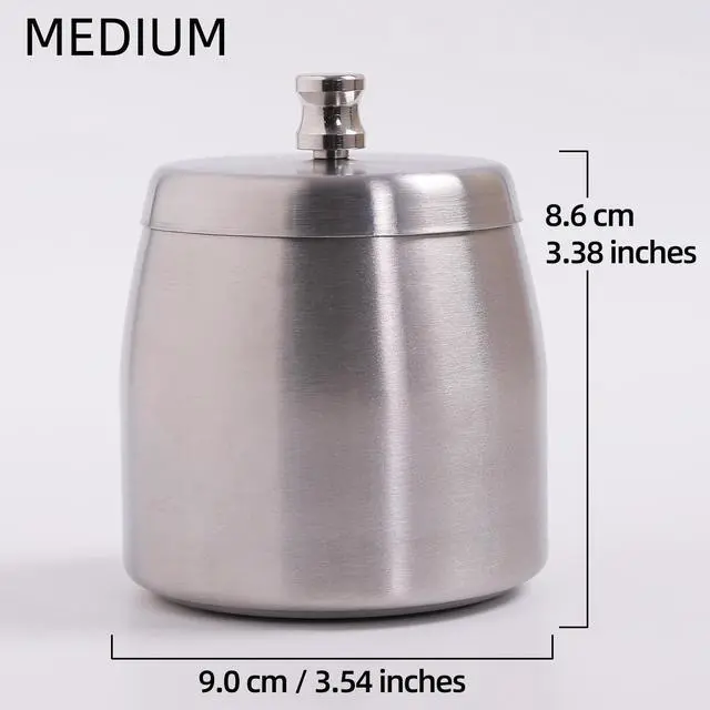 Alt view image 2 of 7 - Ashtray with Lid for Cigarette, Stainless Steel Smokeless Odorless Windproof Ashtrays for Home Office Tabletop Outside Patio Outdoor Balcony(3.54"x3.0"x3.38")