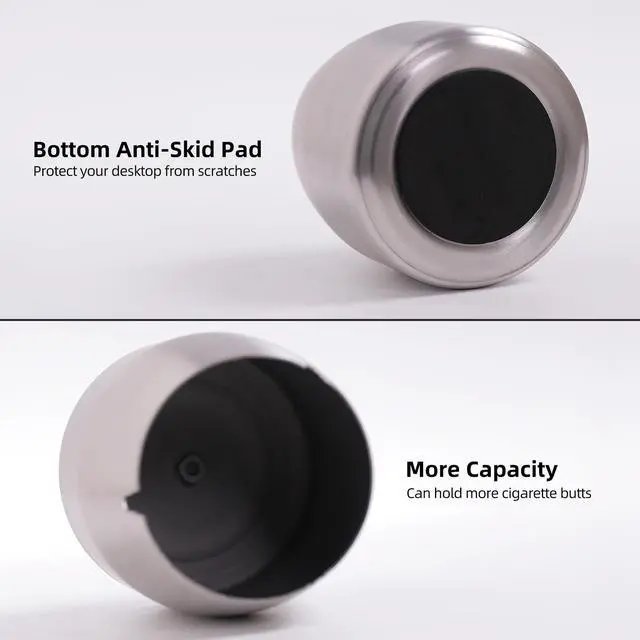 Alt view image 3 of 7 - Ashtray with Lid for Cigarette, Stainless Steel Smokeless Odorless Windproof Ashtrays for Home Office Tabletop Outside Patio Outdoor Balcony(3.54"x3.0"x3.38")