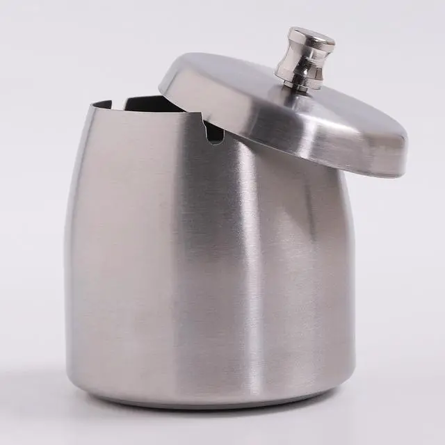 Alt view image 5 of 7 - Ashtray with Lid for Cigarette, Stainless Steel Smokeless Odorless Windproof Ashtrays for Home Office Tabletop Outside Patio Outdoor Balcony(3.54"x3.0"x3.38")