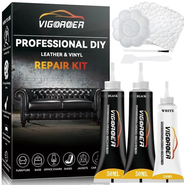 Main image of Black Leather Repair Kit for Furniture, Leather Seat Repair Kit for Cars, Easily Restore Car Interior, Sofa, Purse and Jacket, Restore Any Material with Super Easy Instructions