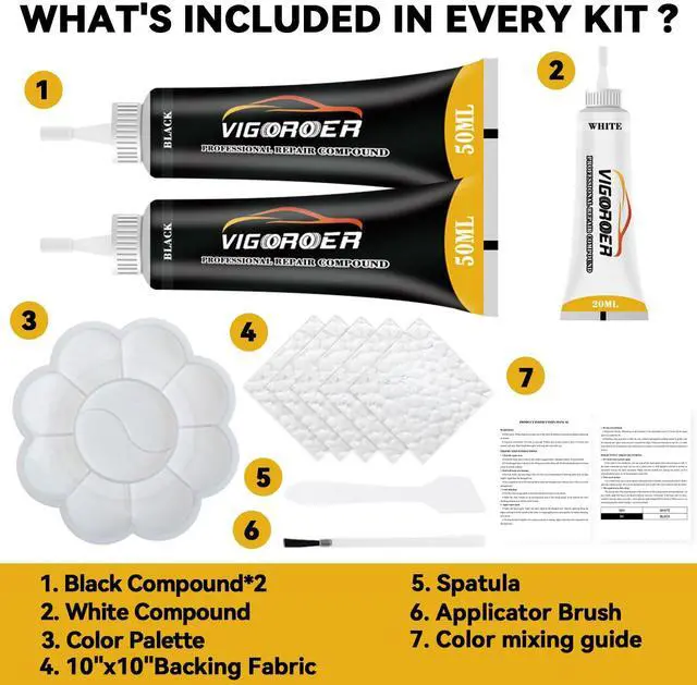 Alt view image 4 of 7 - Black Leather Repair Kit for Furniture, Leather Seat Repair Kit for Cars, Easily Restore Car Interior, Sofa, Purse and Jacket, Restore Any Material with Super Easy Instructions